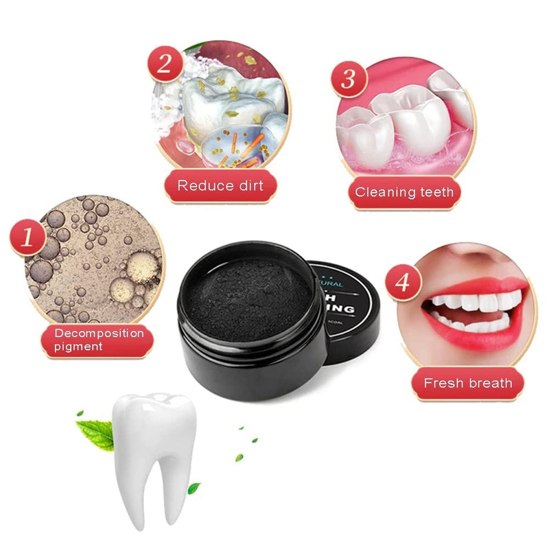 [Australia] - 2-Pack Teeth Whitening Charcoal Powder + Bamboo Brush Oral Care Sets, WUBLSYAN Natural Activated Charcoal Teeth Whitener Powder 0.53 Ounce (Pack of 2) 