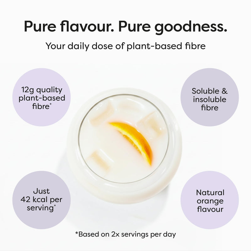 Orange FibreMaxx + Gut Boost | Full Spectrum Fibre with Live Cultures & Digestive Enzymes | 12g Daily Fibre, Supports Gut Microbiome, Digestion & Balance | Vegan | Sugar Free | 30 Servings