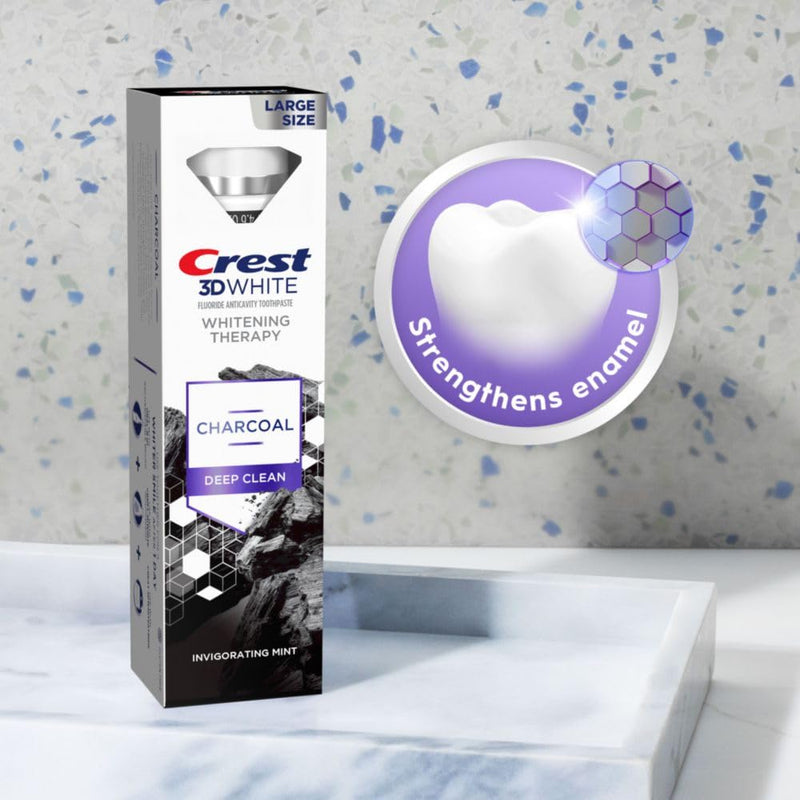 [Australia] - Crest 3D White Whitening Therapy Charcoal Deep Clean Invigorating Mint Teeth Whitening Toothpaste, 4.6 oz Pack of 3, Anticavity Fluoride Toothpaste, Gently Brightens Teeth, Strengthens Enamel 