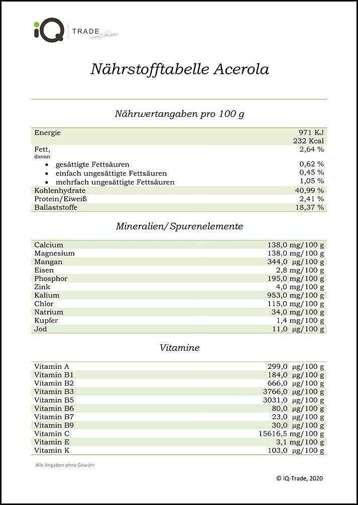 [Australia] - VivaNutria Acerola Powder I Natural Vitamin C Powder as Acerola Fruit Powder for Smoothies/As a Muesli Topping I Acerola Cherry from Controlled Cultivation, Laboratory Tested I Vegan (500 g) 500 g (Pack of 1) 