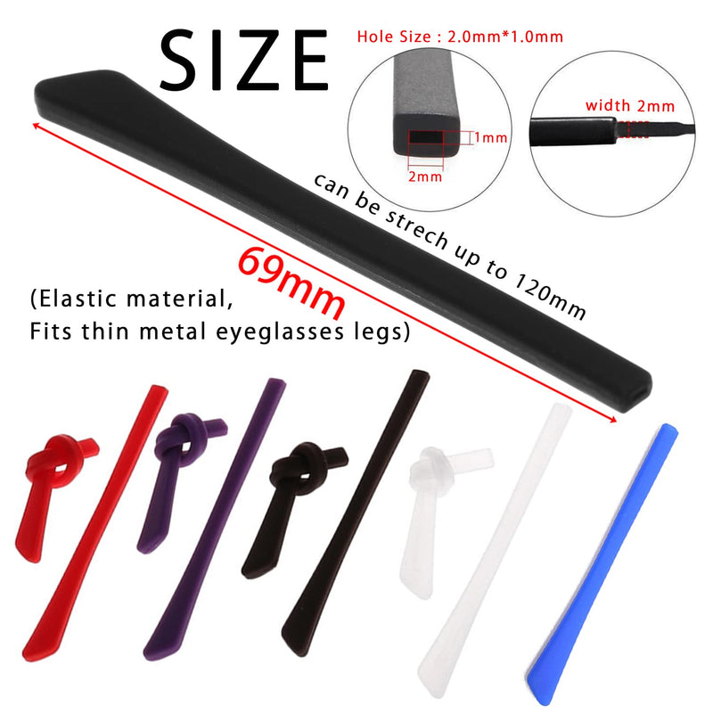 [Australia] - 5 Pairs Anti-Slip Silicone Eyeglass End Tips Ear Sock Pieces Tube Eyewear Comfort Replacement Tips for Flat Thin Metal Eyeglass Legs Black 