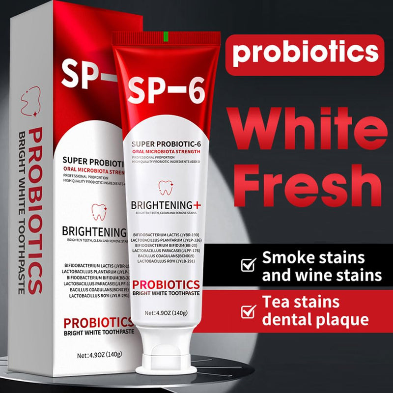 [Australia] - SP-6 Probiotic Whitening Toothpaste - Enhanced Formula with 6 Probiotics for Teeth Whitening and Gum Health - Enamel-Safe, Fluoride-Free, Fresh Mint Flavor,2 PCS 4.9 Fl Oz (Pack of 2) 