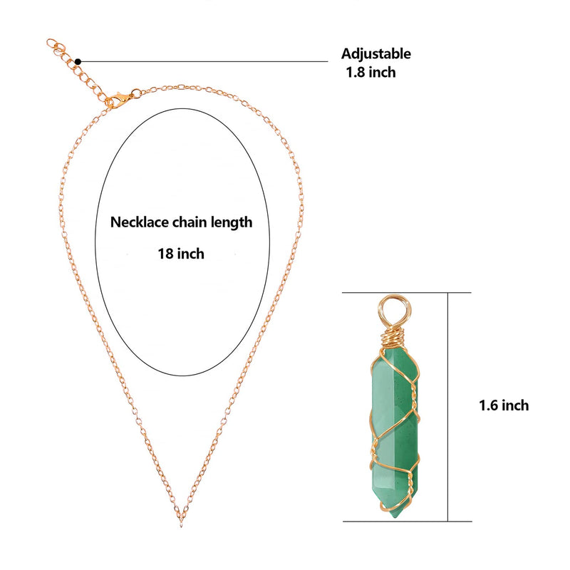[Australia] - Healing Crystal Necklace Wire Wrapped Natural Point Pendant Necklace Hexagonal Reiki Spiritual Quartz Gemstone Stone Jewelry for Women Men Aventurine 