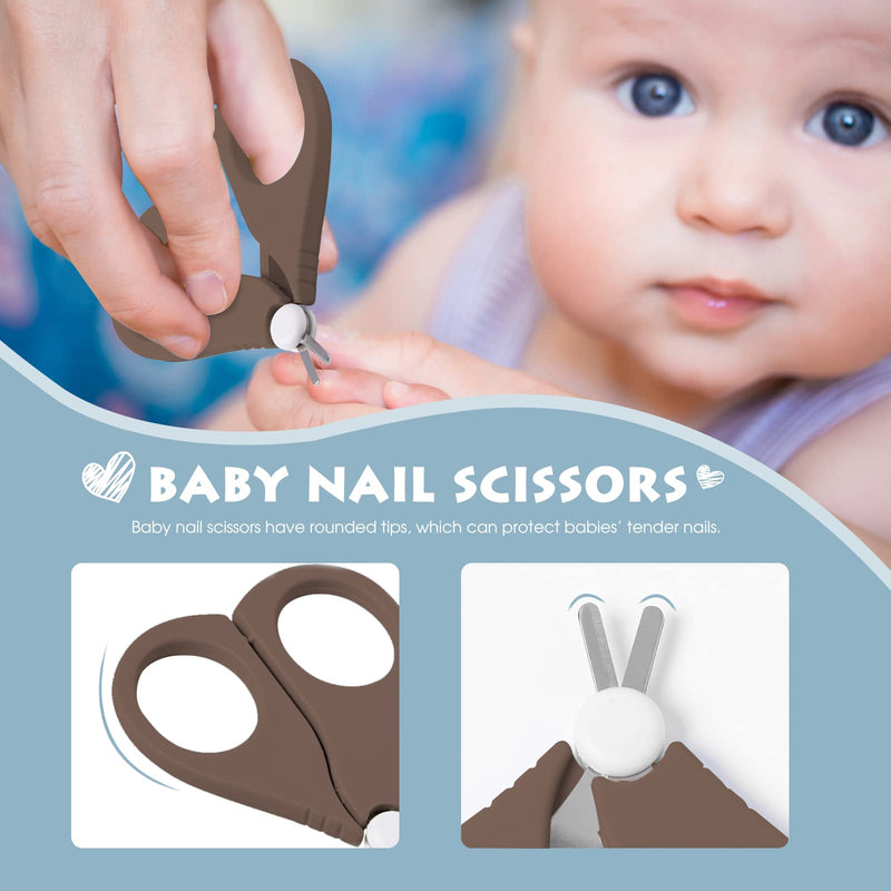 [Australia] - PAPABEAR Baby Nail Clippers Set with Cute Case, Infant Fingernail and Toenail File Kit for Newborn Manicure and Pedicure, New Mom Grooming Gift Bronze 