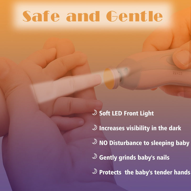[Australia] - Baby Nail Trimmer Electric Nail File Baby Nail Clippers, Safe Nail Filer Grinder Kit for Newborn Infant Toddler Kids or Adults Toes Fingernails Care Trim Polish, with Led Light and 10 Grinding Heads White/Teal 