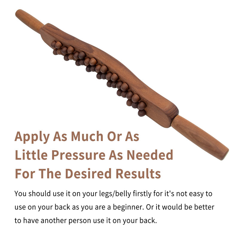 [Australia] - Guasha Wood Stick Tools Wooden Therapy Scraping Lymphatic Drainage Massager, Double Row 34 Beads Point Treatment Gua Sha Tools for Back Leg (34 Beads) 