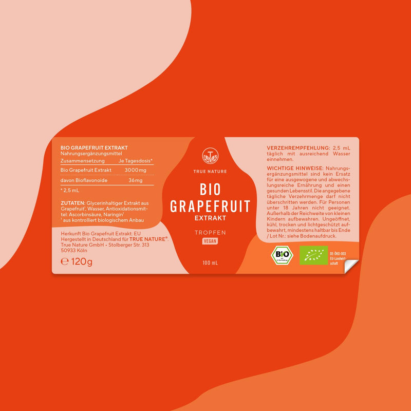 [Australia] - Grapefruit extract organic drops - 1440 mg organic flavonoids / 100 ml high dosage - grapefruit from organic farming - vegan - natural and without additives - TRUE NATURE 100 ml (pack of 1) 