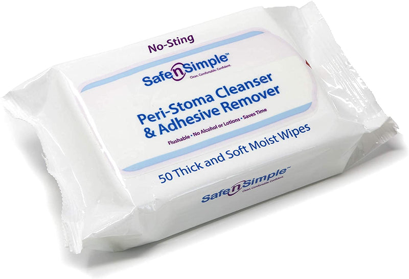 [Australia] - Safe n' Simple Adhesive Remover Wipes, Large, Pack of 50 Wipes (1-Pack) 