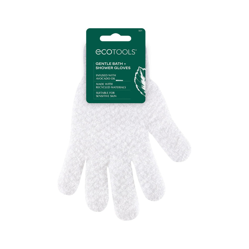 EcoTools Gentle Bath + Shower Gloves, Exfoliating Gloves Remove Dead Skin & Cleanse The Whole Body, Bath Gloves Infused with Avocado Oil to Scrub & Hydrate, Cruelty Free, 1 Pair (2 Gloves) Avocado Oil Infused Gloves, 1 Pair