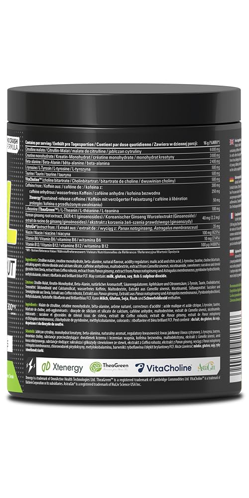 Skill Nutrition Pre-Workout Green Apple - No-Crash Formula with Extended-Release Caffeine | Xtenergy®, TheaGreen™, Vitacholine®, Astragin® | Vegan, Halal | B-Vitamins, Citrulline, Beta-Alanine