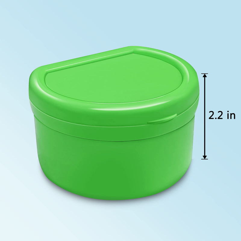 [Australia] - Colorful Denture Bath, Denture Case With Strainer For Soaking Dentures, Retainers, Mouth Guard & Night Guard, Large Denture Cup For a Set Of Full Dentures For Travelling & Daily Cleaning(Green) Green 