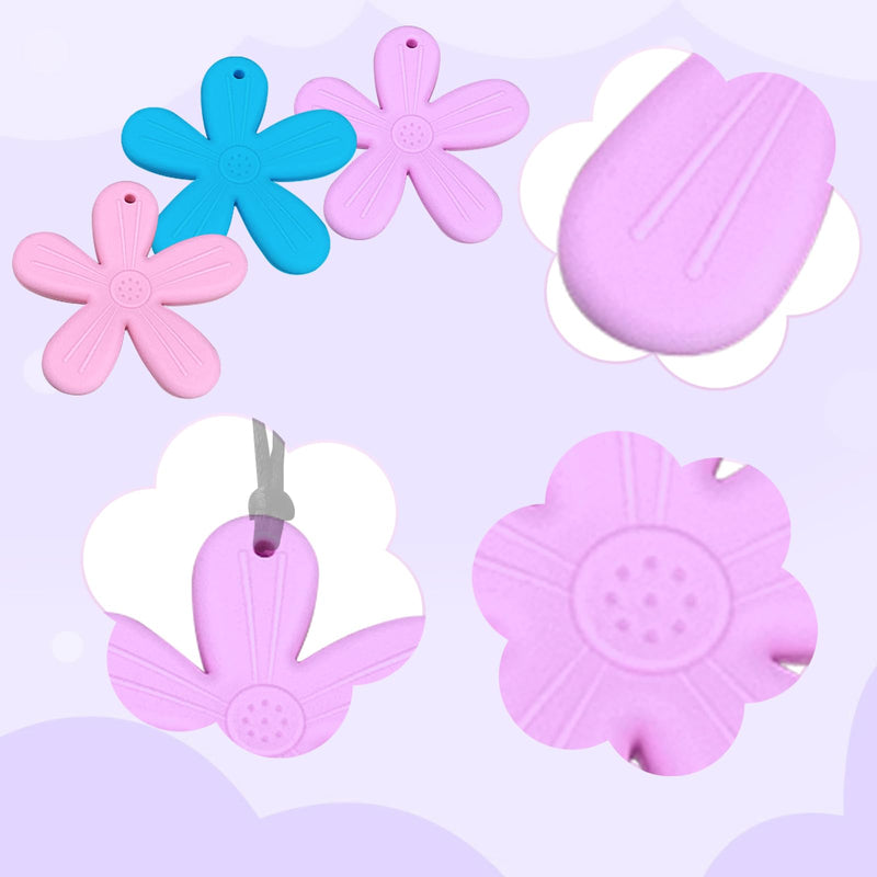 [Australia] - 3 Pcs Flower Silicone Chewing Necklace Suitable for Sensory Children, for Boys and Girls with Autism, ADHD, Anxiety or SPD Chewing Fidgeting for Boys Girls Adults Chewer 