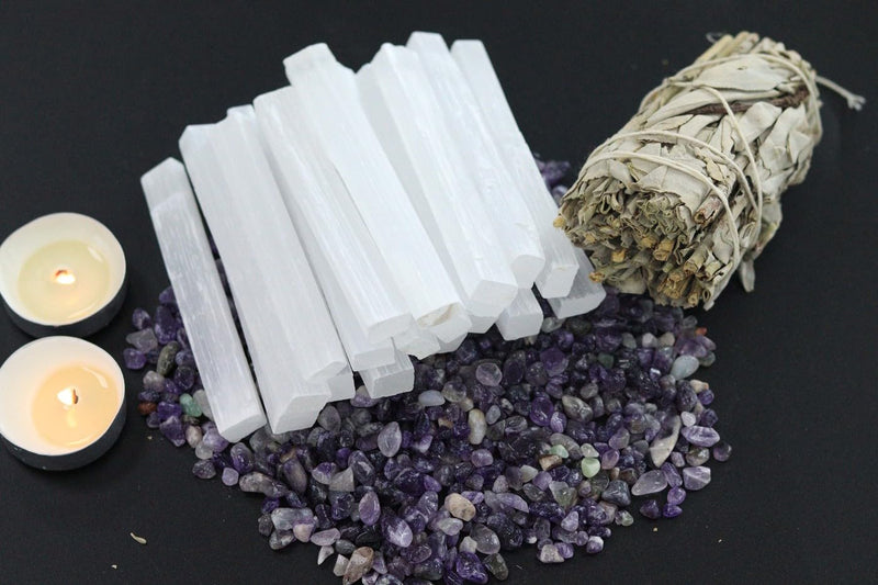 [Australia] - AWARDSEN 6 PCS 4" Selenite Stone in Bulk, Large Selenite Crystals, Gemstones, Healing Stones for Witchcraft Ceremony, Reiki and Chakra Balancing 