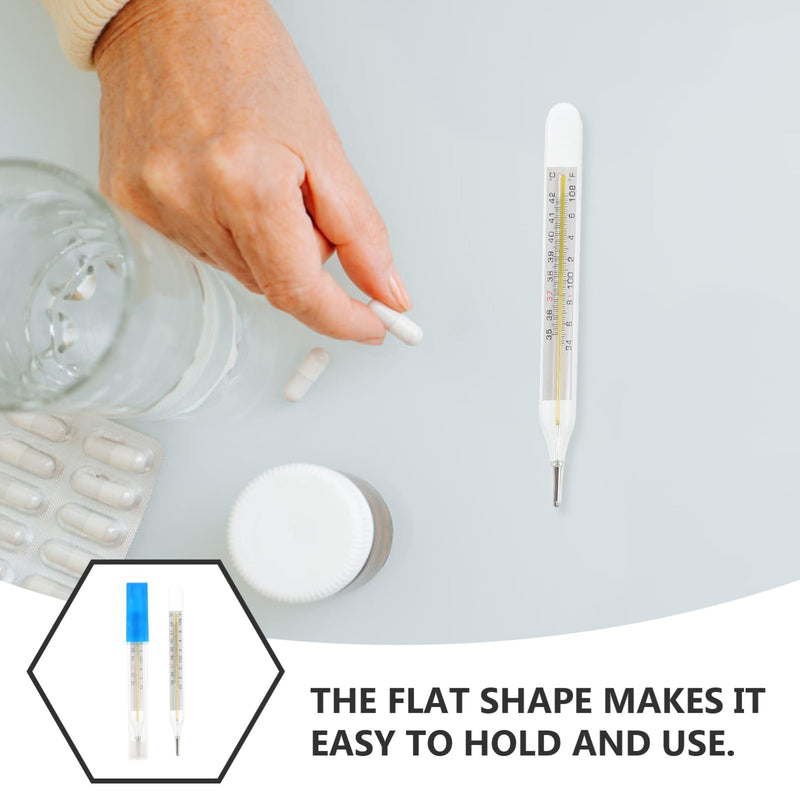 [Australia] - Toyvian 2pcs Oral Thermometer for Adults - Glass Thermometer Armpit Fast Reading Fever Indicator for Adults and Kids (Double Scale) 