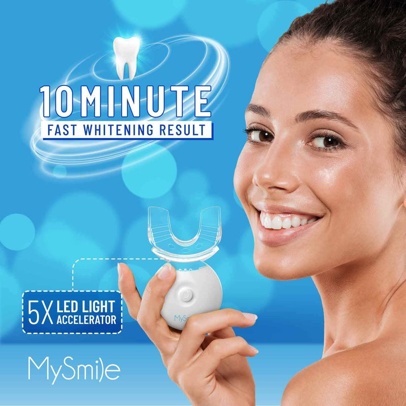 MySmile Teeth Whitening Kit with LED Light 60+ Treatment Teeth Whitening Pen and Gel Enamel Safe, 10 Min Non-Sensitive Fast Teeth Whitener, Helps to Remove Stains from Coffee, Smoking, Wines, Soda, Fo