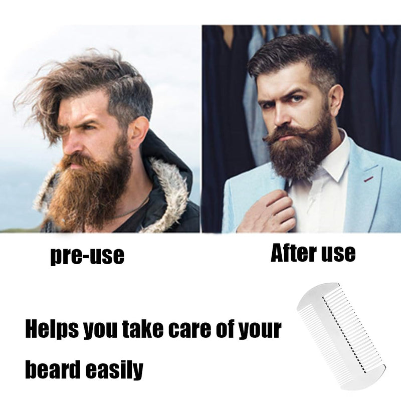 [Australia] - Metal Comb and Beard Comb EDC Comb in Credit Card Size Perfect for Wallet and Bag - Anti-Static Beard Comb with Double Sided Comb (Stainless Steel Comb, Silvery) 