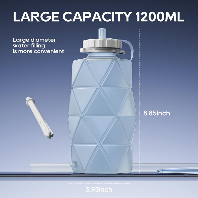 [Australia] - Collapsible Silicone Enema Bag Bottle Kit with 5.3ft Enima Hose, 5 Enema Tips, Controllable Flow Valve, 1.2 L Capacity Silicone Enama kit for Coffee and Water Colon Cleanse 5R-SFWX-5BGM 