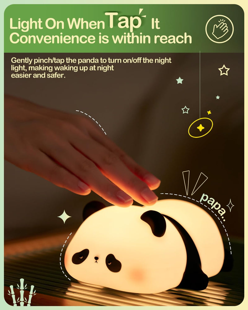 [Australia] - Cute Panda Night Light, LED Squishy Novelty Animal Night Lamp, Food Grade Silicone 3 Level Dimmable Breastfeeding Nursery Nightlight for Room Decor, Cute Gifts Stuff for Boys Girls Baby Children 