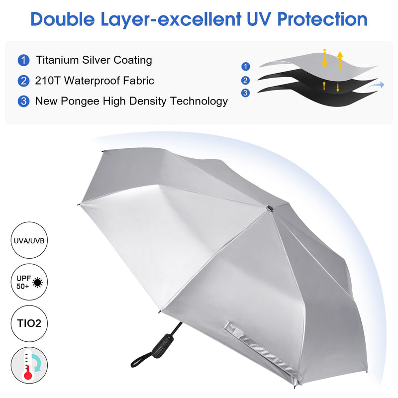 G4Free UPF 50+ UV Protection Sun Umbrella Double Layer and 62 Inch Automatic Open Golf Umbrella Bundle