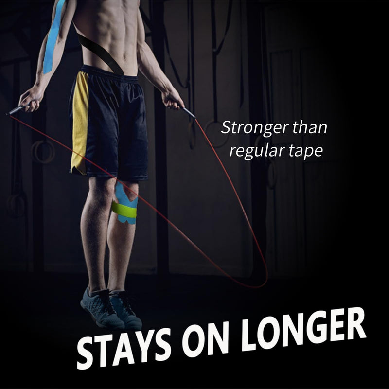 Pro Synthetic Kinesiology Tape Waterproof Athletic Tape [3 Rolls] 2inch x Long Roll 16ft Free Cut Tape for Ankle Wrists Knees Elastic Swimming Sports Activities Tapes（Black) Black