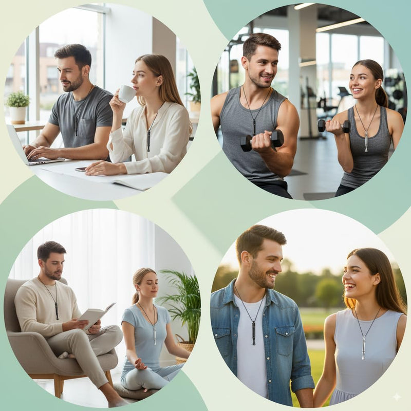 [Australia] - Breathlink Quit Smoking Necklace, Breathing Necklace for Fidget Relief and Smoking Cessation, Breathe Free Aids - Natural Stop Smoking Aid for Anxiety Relief black 
