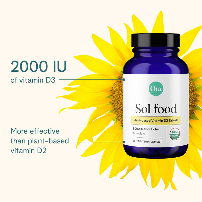 Ora Organic Vitamin D3 2000IU & Turmeric Curcumin Bundle: Vegan Vitamin D from Lichen for Bone Health, 30 Vegan Tablets + Pure Turmeric and Black Pepper Extract - 90 Tablets