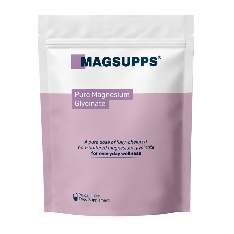 Magnesium Glycinate - 100% Pure, Fully-Chelated, Non-Buffered - 100mg Magnesium per Capsule - UK Made - Lab Tested - No Fillers - 90 Capsules 90 count (Pack of 1)