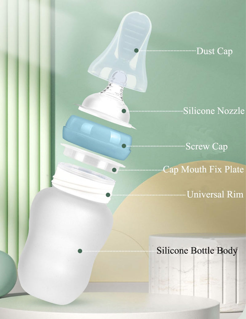 Squeeze Feeding Kit with Straw Spoon 180ml Flow Control Cup for Thick Liquids Adjustable Flow Silicone Bottle Medical Feeding Cup for Elderly, Disabled Adults Home Caregivers