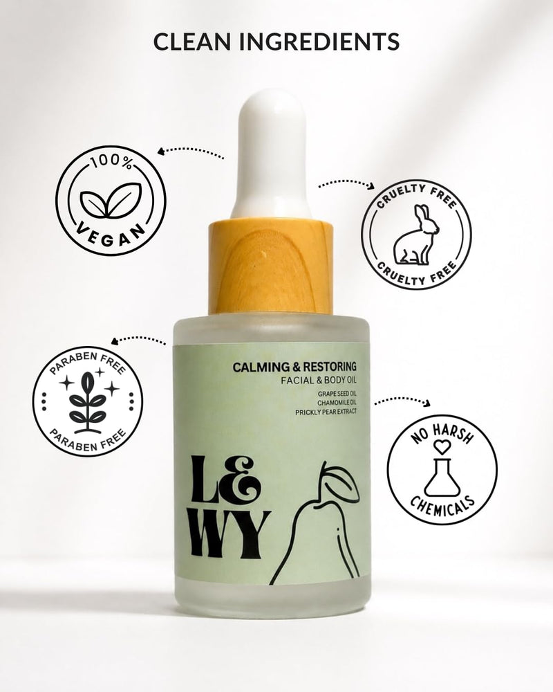LEWY Hydrating Facial Oil | Beauty Facial Oil, Hydrating, Chamomile, Jojoba Oil, Vitamin E, Fast-Absorbing, Lightweight Formula, 1 oz, 30 ml
