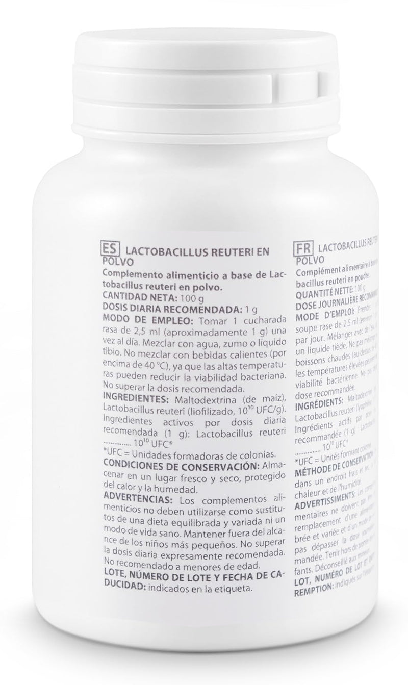 Lactobacillus reuteri Powder 100g | Live Bacterial Cultures Powder | 10 Billion CFU | 100 Daily Servings | Capsule-Free | Food Supplement