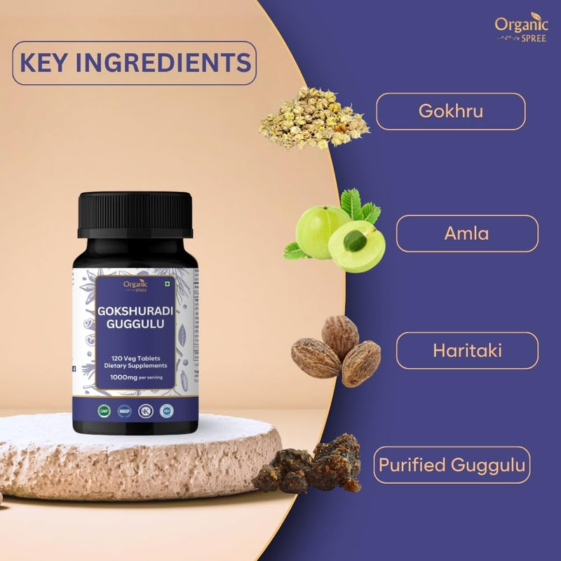 ORGANIC SPREE Gokshuradi Guggulu 120 Tablets - Ayurvedic Formulation - Certified and Vegetarian (1) 1