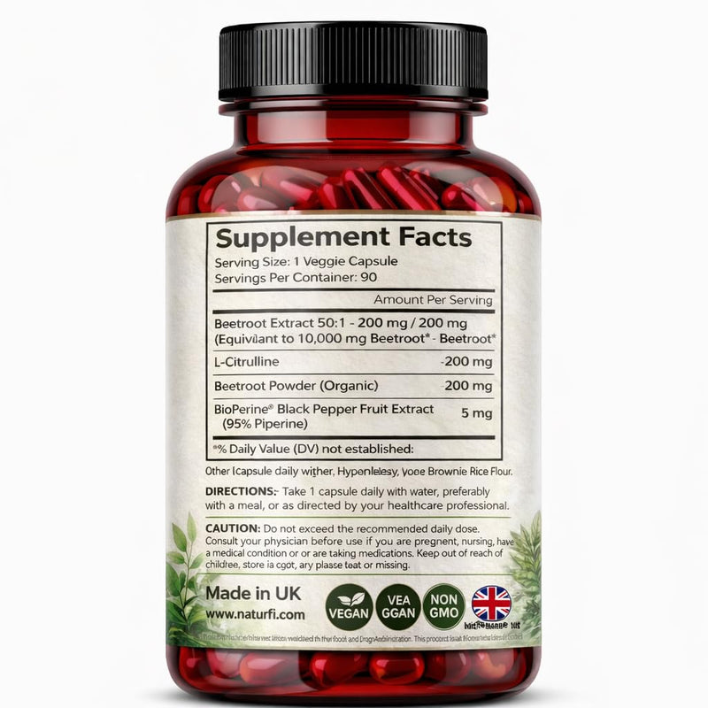 Beetroot Complex, Black Pepper & L-Citrulline 10,000mg | 270 Capsules / 9 Month Supply | High Strength | Nitric Oxide Booster to Support Circulation for Energy & Daily Wellness | Non-GMO 270 Capsules (Pack of 3)