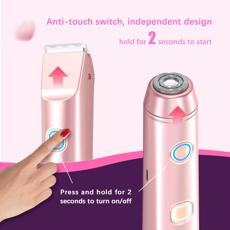 [Australia] - Bikini Trimmer for Women、Dermave Bikini Shaver 2-in-1 Dual Head Shaver Electric Razors for Women、Independent Control、 Ipx7 Waterproof 