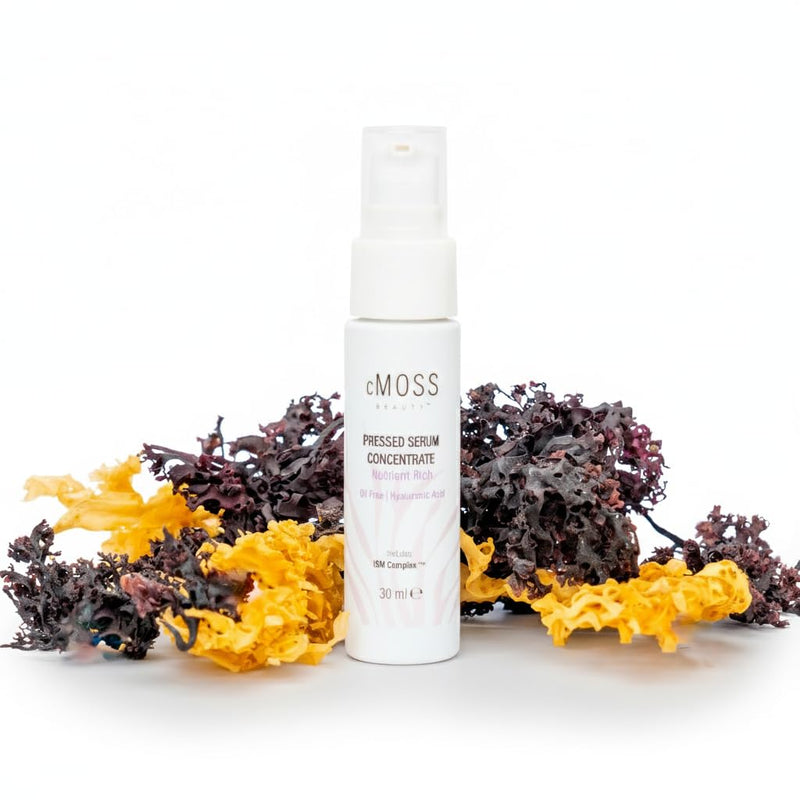 Sea Moss Infused Pressed Serum Concentrate with Hyaluronic Acid, Oil-Free, Vegetable Ceramides, and Vitamins A,C,E to Plump and Tighten Skin – Anti-Age for All Skin Types