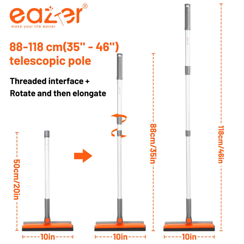 [Australia] - eazer 46'' Professional Window Cleaner Tool, 2-in-1 Rotatable Squeegee for Window Cleaning Kit, Window Washing Equipment Kit with Threaded Extension Pole(20''-46'') for Shower/windshield. Ea1626-ps3 
