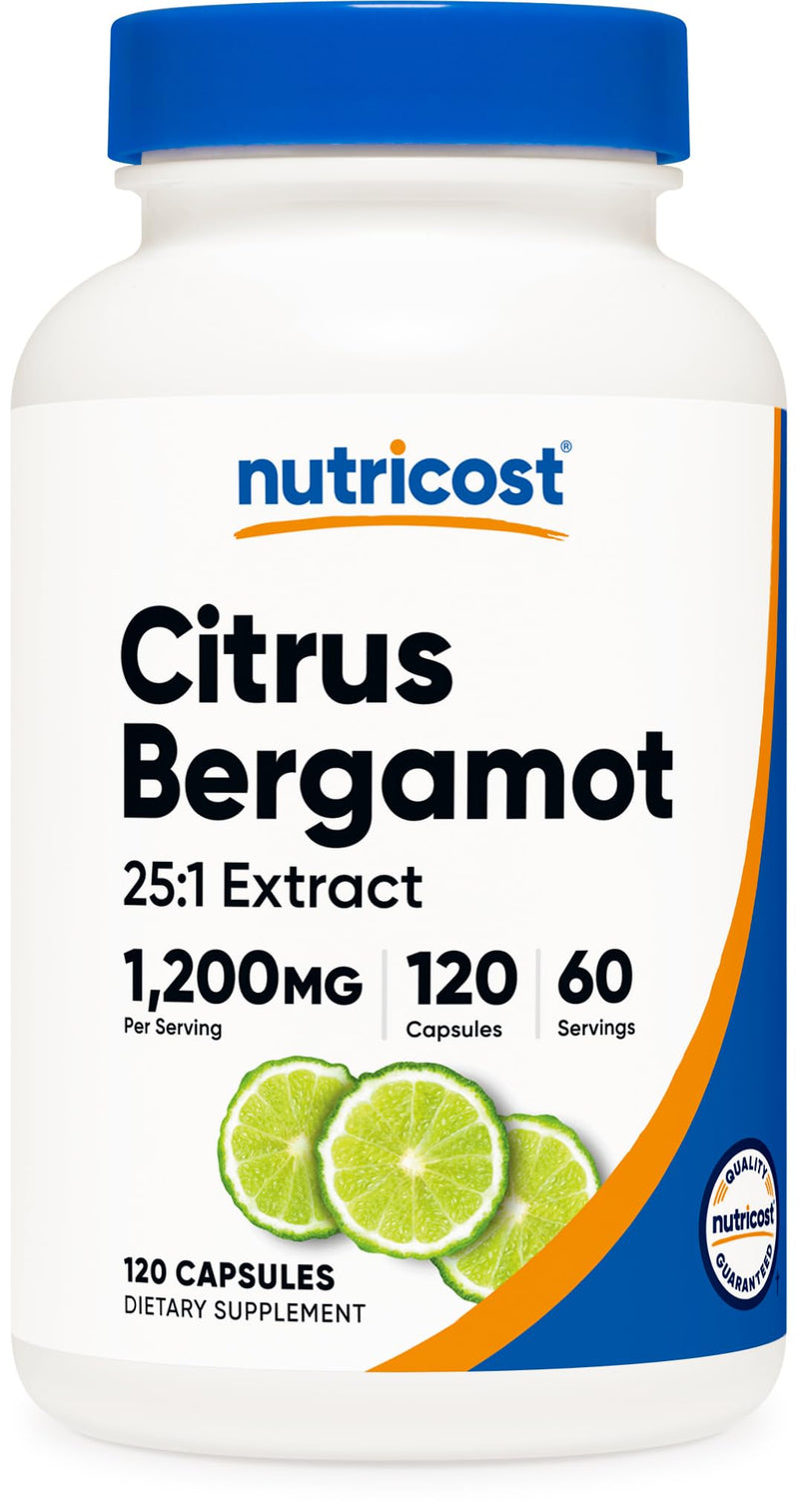 [Australia] - Nutricost Citrus Bergamot Capsules 1,200mg, 120 Capsules - 25:1 Bergamot Extract - 60 Servings, Gluten Free, Vegan & Non-GMO 120 Count (Pack of 1) 