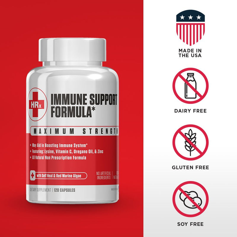 [Australia] - Immune Support Supplement for Adults, Natural Capsules with Zinc, Vitamin C, L lysine Amino Acid & Oregano Oil for Strong Immunity Health in Men & Women, 120 Capsules Immune Support Supplement 