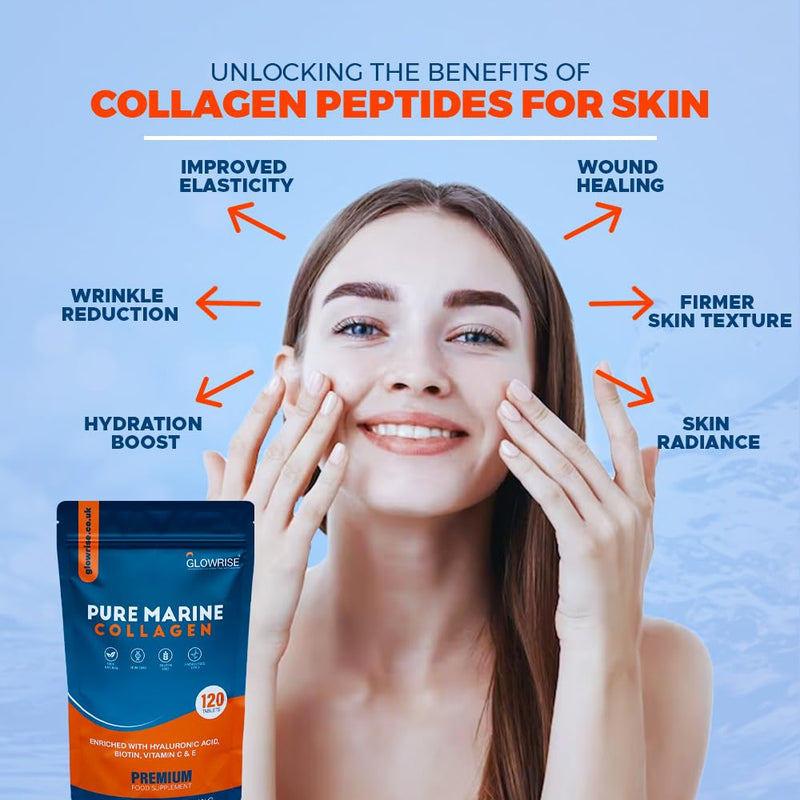 Marine Collagen Tablets 1400mg – 120 Tablets (2 Month Supply) with Hyaluronic Acid, Biotin, Vitamin C & E – Collagen Supplement for Skin, Hair & Joints – for Women & Men 1