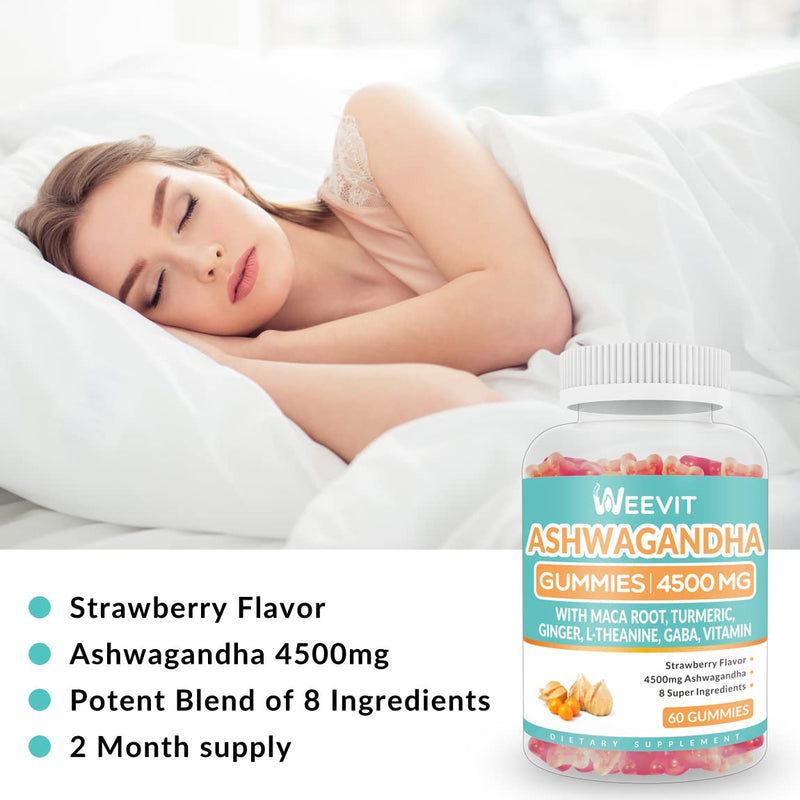 [Australia] - Ashwagandha Gummies 4500mg for Women & Men, Ashwagandha Gummy with Maca Root Powder | Organic Ashwa Gummies for Boost Energy 60 Count (Pack of 2) 