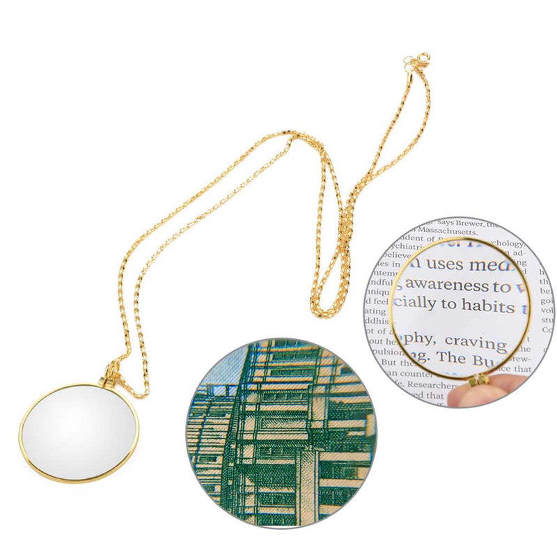 [Australia] - Monocle, Hanging Magnifying Glass, Portable 5X Magnifying Glass Monocle Lens with Hanging Necklace for Reading Crafts Handicrafts Jewelery Hobbies, Magnifying Glass Hanging on the Neck for Men and Women (Gold) 