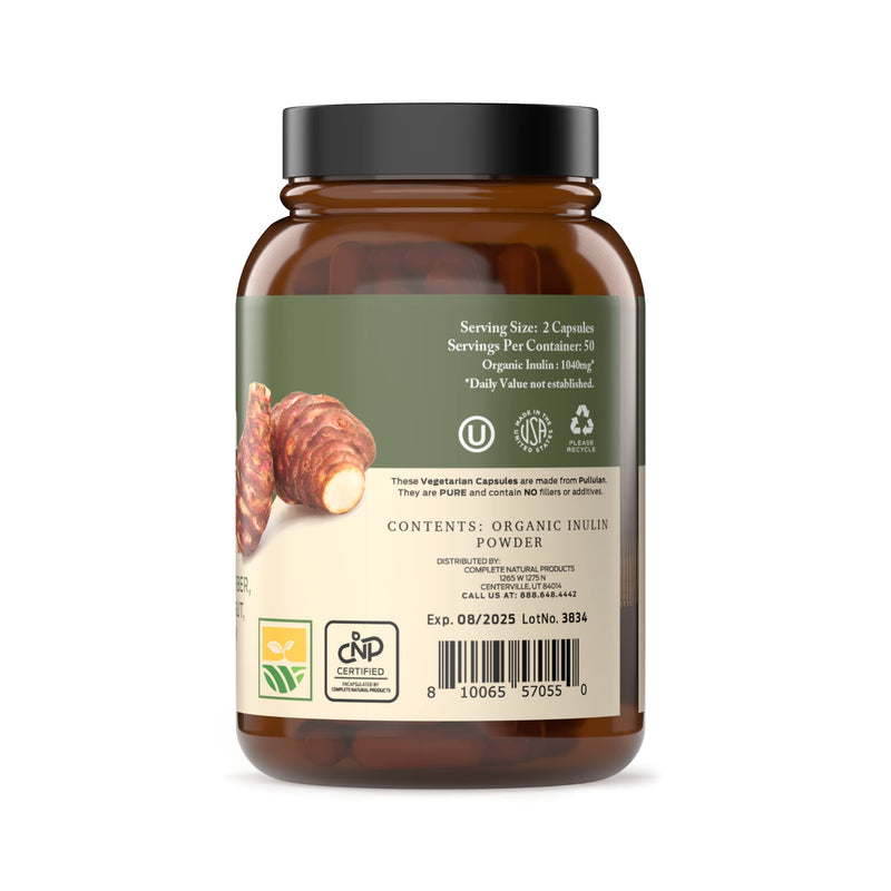 [Australia] - Complete Natural Products Organic Inulin Capsules - 520mg 100 Pills, Organic Jerusalem Artichoke Inulin Capsules 