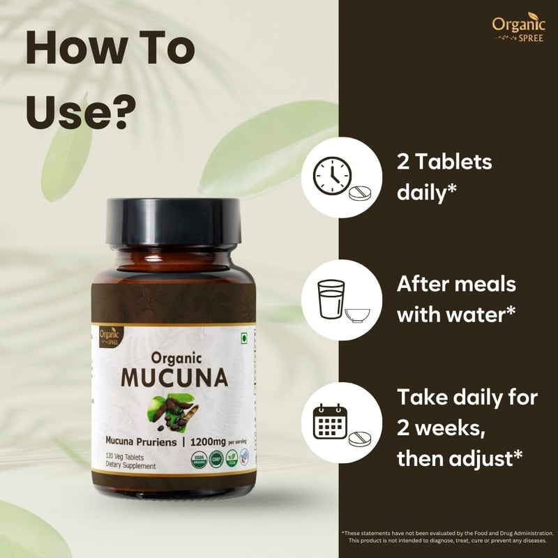 [Australia] - Mucuna 120 Tablets ‚Äì USDA Organic Mucuna Pruriens ‚Äì Supports Relaxation & Cognitive Function* 1 