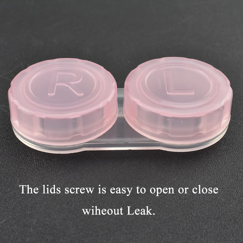 [Australia] - HAHIYO Contact Lens Case Box Holder Diameter 24mm Durable Leakproof Light Convenient Left/Right Eyes Contact Lens Container Soak Storage Kit For Storing Small items Travel Clear Pink 5 Pack Clearpink-5p 