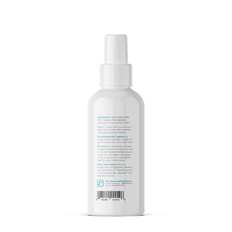 [Australia] - BRIOTECH Topical Skin Spray, Hypochlorous Acid Spray for Body & Face, Eyelid Cleanser, HOCl Facial Mist, Support Against Irritation, Calm Redness, Soothe Foot & Scalp, Packaging May Vary, 3.4 oz, 1 ct 3.4 Fl Oz (Pack of 1) 