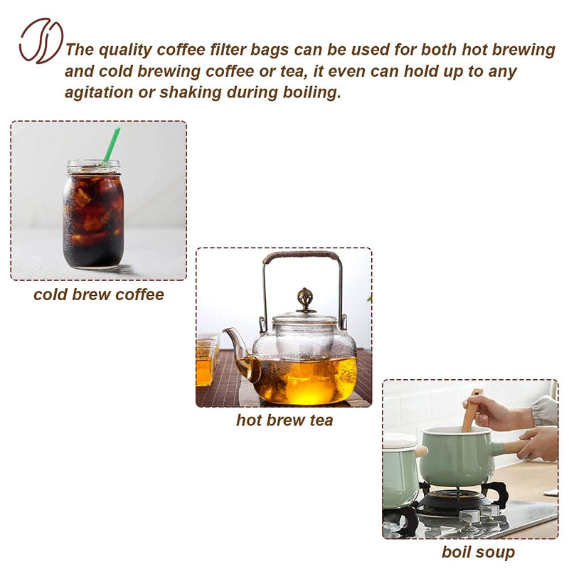 [Australia] - 50pcs No Mess Cold Brew Bags, 4x6 inch Disposable Coffee Filter Bag Fine Mesh Brewing Drawstring Pouches for Iced Coffee Hot Tea Herb Spice 