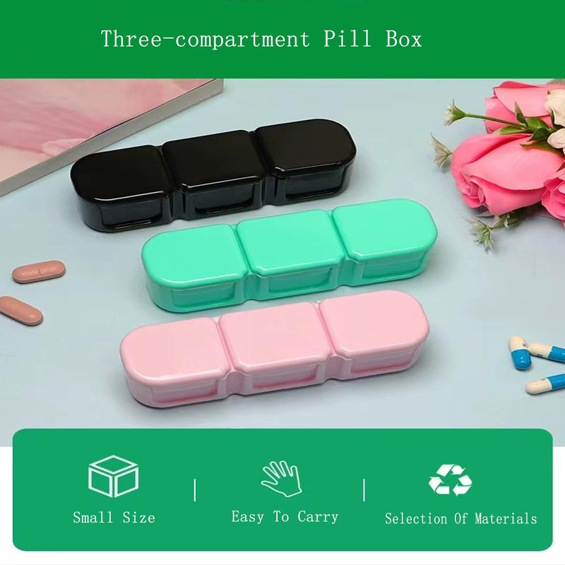 3 Pieces Pill Organizer, 3 Timer Daily Moisture Proof Pill Box Pocket Purse Portable Travel Vitamin Container Medicine Case 3pcs 3 Timer Daily Pill Case