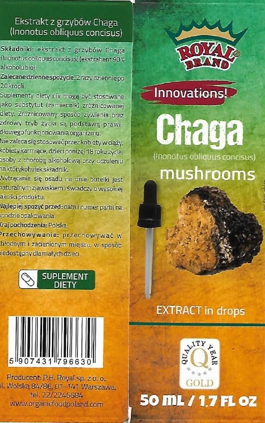 Chaga Extract Drops 50 ml / Chaga Mushroom / Better Than Chaga Mushroom Capsules / Liquid Extract Drops / 1.7 FL OZ