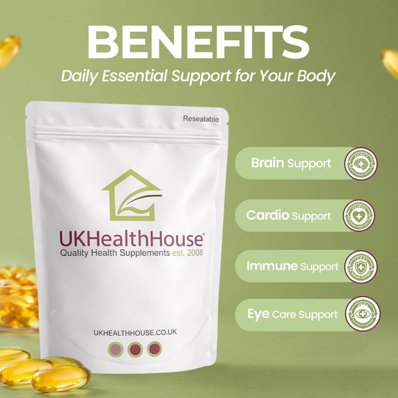 UKHealthHouse High Strength Cod Liver Oil Vitamin A & D, EPA, DHA Softgels 550mg (240 Capsules)
