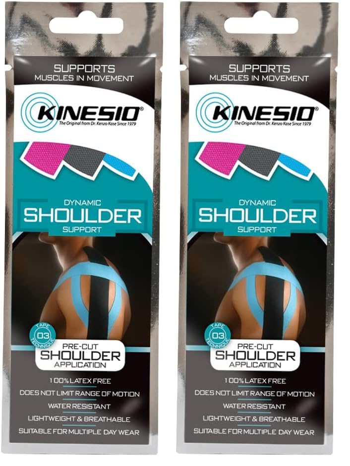 Kinesio Tape - Pre-Cut Shoulder Support - Optimized Athletic Tape Strips (Pack of 2)