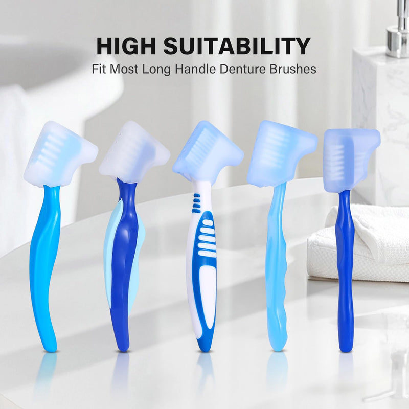 [Australia] - Anbbas 4pcs Premium Hard Denture Brush with a Toothbrush Cover Cap for Denture Care False Teeth Cleaner Tool Green and Red Brush & Cover 